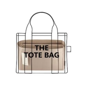 Purse Organizer Insert for Neverful Tote Handbags Silky Beige Zipper Pockets‎